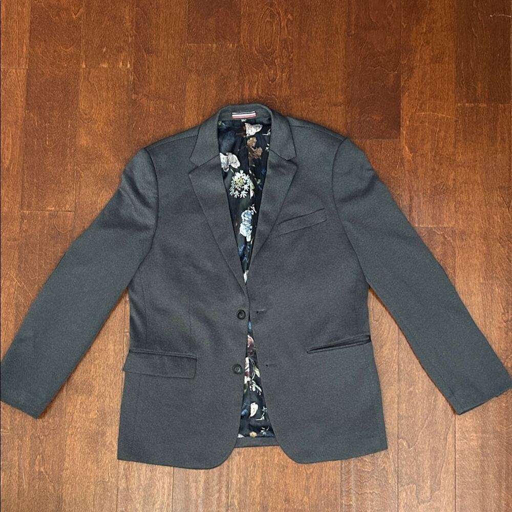 Soul of London Men’s Blazer in Gray and Black, Elbow Patches, Size 40R